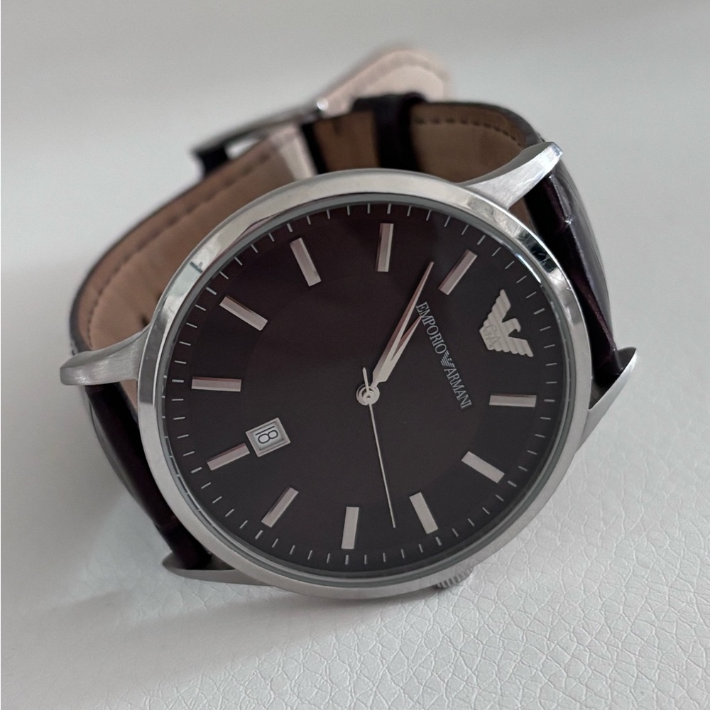 Emporio Armani Dark Brown Leather Watch